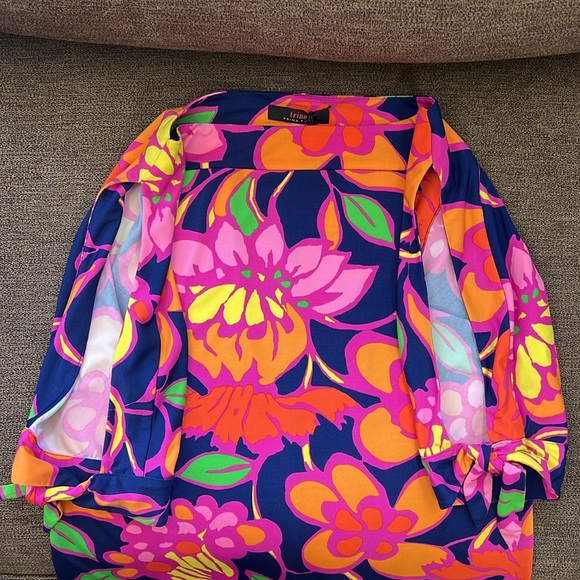 New Trina by Trina Turk Vinet Floral Jersey Split Sleeve Mini Dress Size Small - Picture 12 of 15